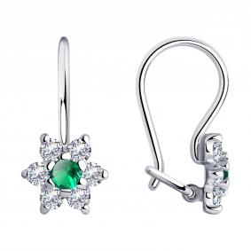 Серебряные серьги SOKOLOV 94026646 с фианитом 94026646 фото