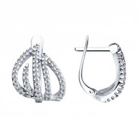 Серебряные серьги SOKOLOV 94026660 с фианитом 94026660 фото