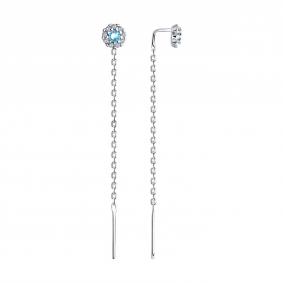 Серебряные серьги SOKOLOV 94026663 с фианитом 94026663 фото