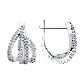 Серебряные серьги SOKOLOV 94026674 с фианитом 94026674 фото