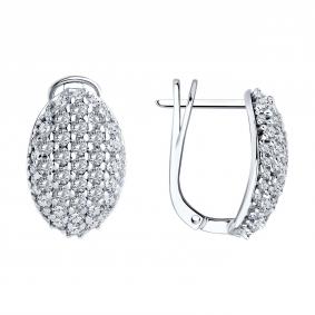 Серебряные серьги SOKOLOV 94026675 с фианитом 94026675 фото