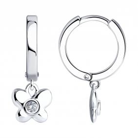 Серебряные серьги SOKOLOV 94026676 с фианитом 94026676 фото