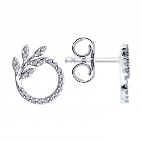 Серебряные серьги SOKOLOV 94026690-91 с фианитом 94026690-91 фото