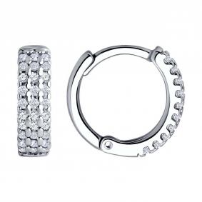 Серебряные серьги SOKOLOV 94026691 с фианитом 94026691 фото