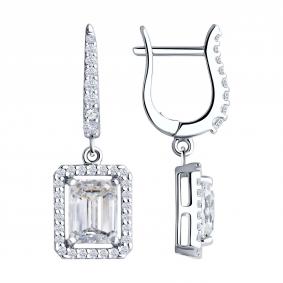 Серебряные серьги SOKOLOV 94026693 с фианитом 94026693 фото