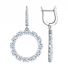 Серебряные серьги SOKOLOV 94026698 с фианитом 94026698 фото