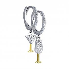 Серебряные серьги SOKOLOV 94026712 с фианитом 94026712 фото