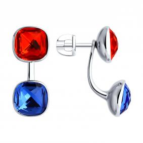 Серебряные серьги-трансформеры SOKOLOV с кристаллом Swarovski 94026734 94026734 фото