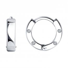 Серебряные серьги SOKOLOV 94026741 с фианитом 94026741 фото