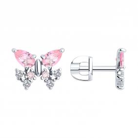 Серебряные серьги SOKOLOV 94026767 с фианитом 94026767 фото