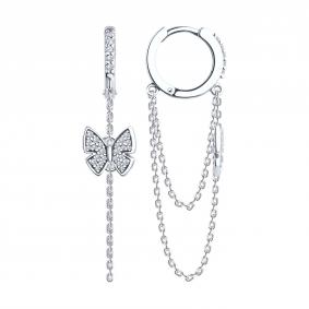 Серебряные серьги SOKOLOV 94026773 с фианитом 94026773 фото