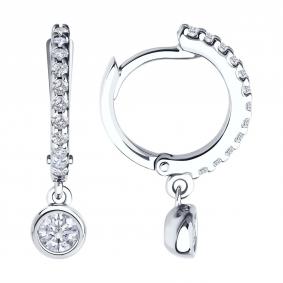 Серебряные серьги SOKOLOV 94026804 с фианитом 94026804 фото