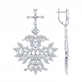 Серебряные серьги SOKOLOV 94026808 с фианитом 94026808 фото