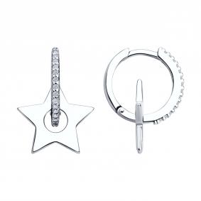 Серебряные серьги-трансформеры SOKOLOV с фианитом 94026810 94026810 фото