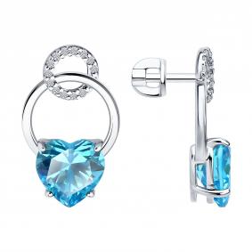 Серебряные серьги SOKOLOV 94026814 с фианитом 94026814 фото