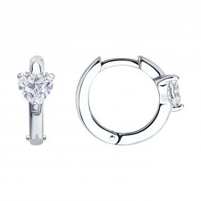 Серебряные серьги SOKOLOV 94026819 с фианитом 94026819 фото