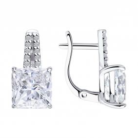 Серебряные серьги SOKOLOV 94026820-91 с фианитом 94026820-91 фото