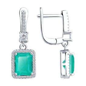 Серебряные серьги SOKOLOV 94026840-91 с фианитом 94026840-91 фото