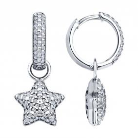 Серебряные серьги-трансформеры SOKOLOV с фианитом 94026850 94026850 фото