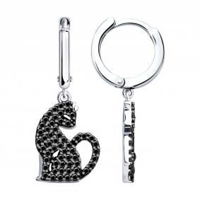 Серебряные серьги SOKOLOV 94026851 с фианитом 94026851 фото