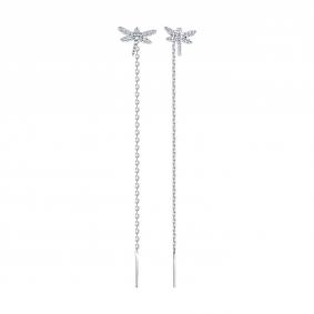 Серебряные серьги SOKOLOV 94026852 с фианитом 94026852 фото