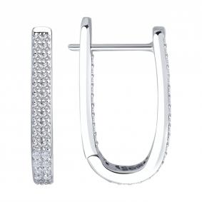 Серебряные серьги SOKOLOV 94026856-91 с фианитом 94026856-91 фото