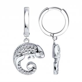 Серебряные серьги SOKOLOV 94026857 с фианитом 94026857 фото