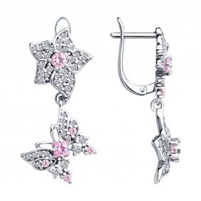 Серебряные серьги SOKOLOV 94026864 с фианитом 94026864 фото