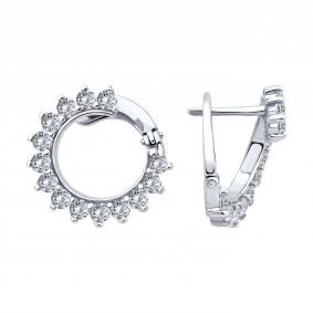 Серебряные серьги SOKOLOV 94026880 с фианитом 94026880 фото