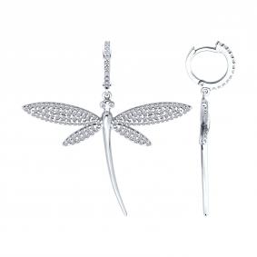 Серебряные серьги SOKOLOV 94026884 с фианитом 94026884 фото