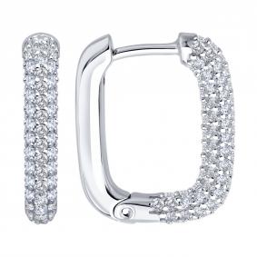 Серебряные серьги SOKOLOV 94026887-91 с фианитом 94026887-91 фото