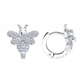 Серебряные серьги SOKOLOV 94026890-91 с фианитом 94026890-91 фото