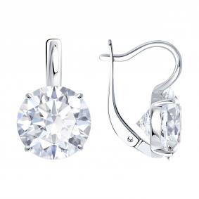 Серебряные серьги SOKOLOV 94026910 с фианитом 94026910 фото