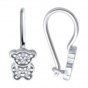 Серебряные серьги SOKOLOV 94026917 с фианитом 94026917 фото