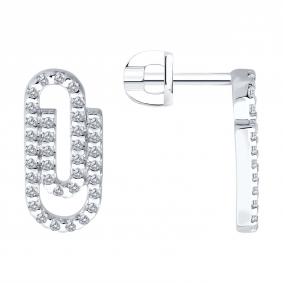 Серебряные серьги SOKOLOV 94026989 с фианитом 94026989 фото
