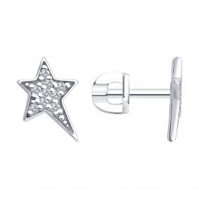 Серебряные серьги SOKOLOV 94026996 с фианитом 94026996 фото