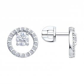 Серебряные серьги SOKOLOV 94026997 с фианитом 94026997 фото