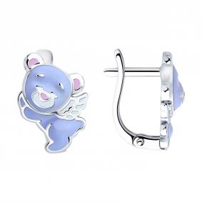 Серебряные серьги SOKOLOV 94027009 с эмалью 94027009 фото