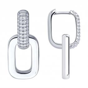 Серебряные серьги-трансформеры SOKOLOV с фианитом 94027016 94027016 фото