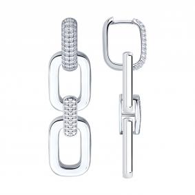 Серебряные серьги-трансформеры SOKOLOV с фианитом 94027017 94027017 фото