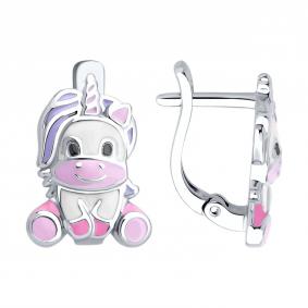 Серебряные серьги SOKOLOV 94027022 с эмалью 94027022 фото