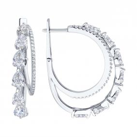 Серебряные серьги SOKOLOV 94027027 с фианитом 94027027 фото