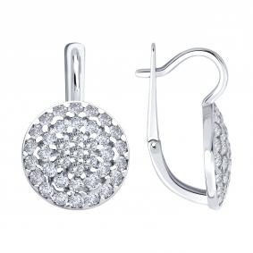 Серебряные серьги SOKOLOV 94027039 с фианитом 94027039 фото