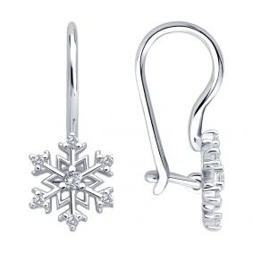 Серебряные серьги SOKOLOV 94027046 с фианитом 94027046 фото