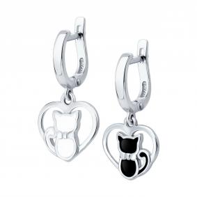 Серебряные серьги SOKOLOV 94027053 с эмалью 94027053 фото