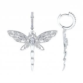 Серебряные серьги SOKOLOV 94027058 с фианитом 94027058 фото