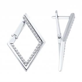 Серебряные серьги SOKOLOV 94027068 с фианитом 94027068 фото