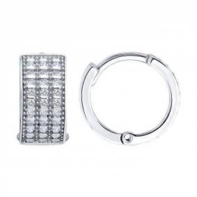 Серебряные серьги SOKOLOV 94027070 с фианитом 94027070 фото