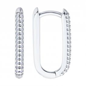 Серебряные серьги SOKOLOV 94027073 с фианитом 94027073 фото