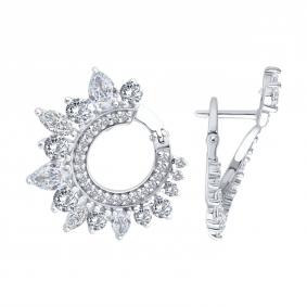 Серебряные серьги SOKOLOV 94027076 с фианитом 94027076 фото